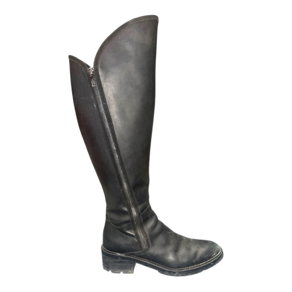 Donald Pliner Soffie Black Leather Over The Knee Tall Boots Womens 9.5M Lug Sole - Picture 4 of 9
